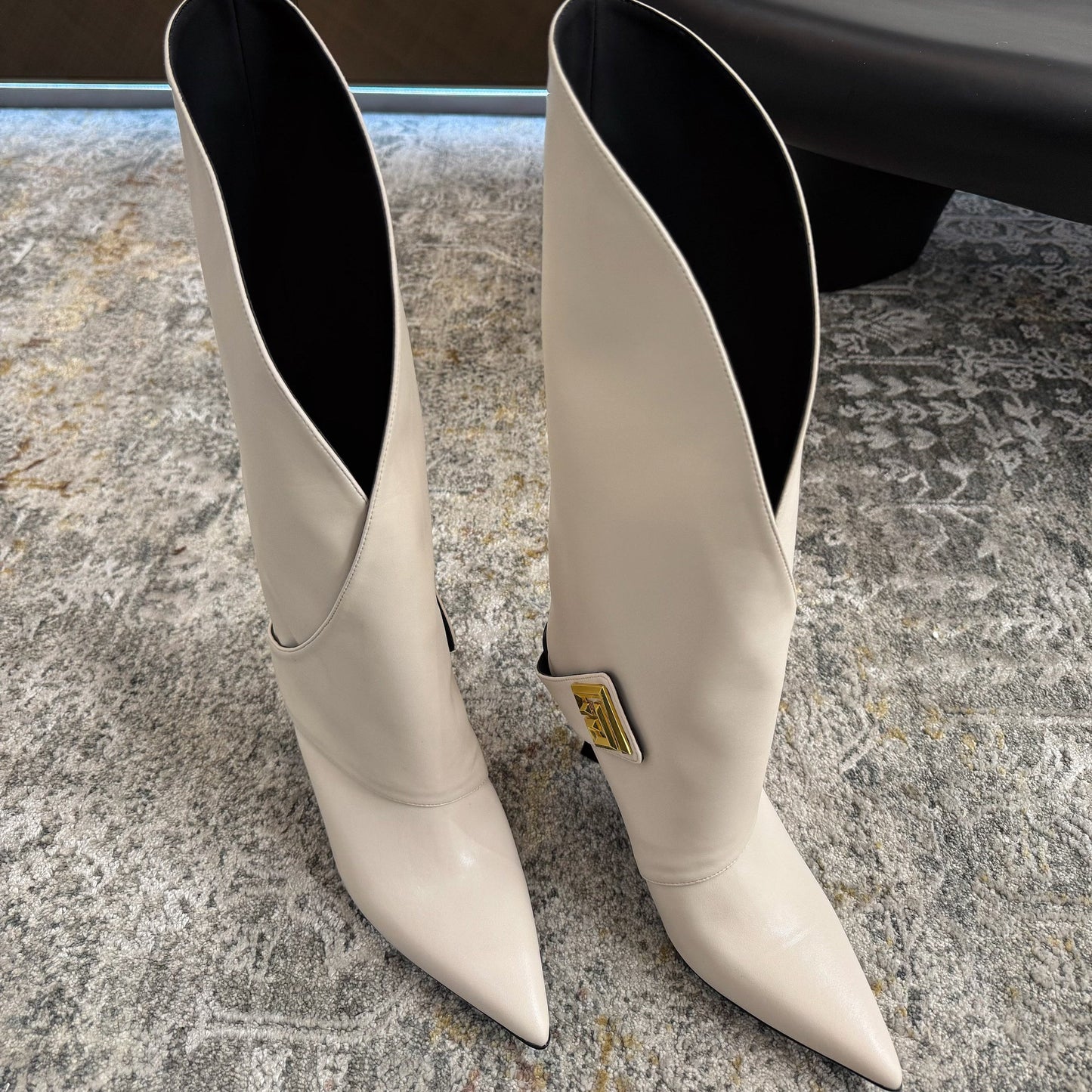 BALMAIN 26S BOOT 95 MM З КРЕМОВО-БІЛОЇ ТЕЛЯЧОЇ ШКІРИ