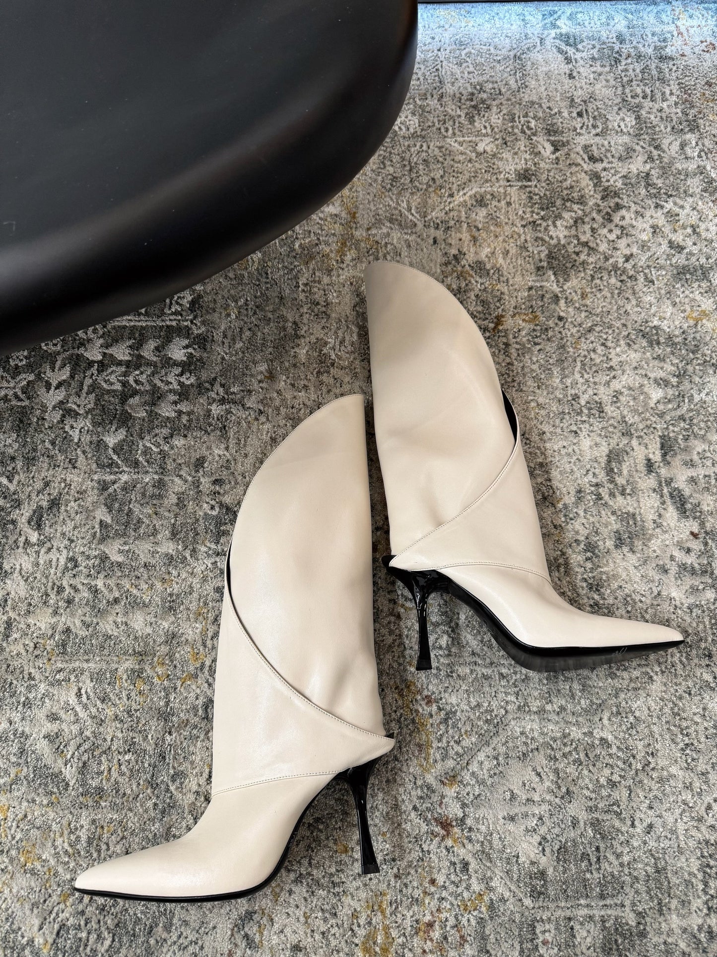 BALMAIN 26S BOOT 95 MM З КРЕМОВО-БІЛОЇ ТЕЛЯЧОЇ ШКІРИ