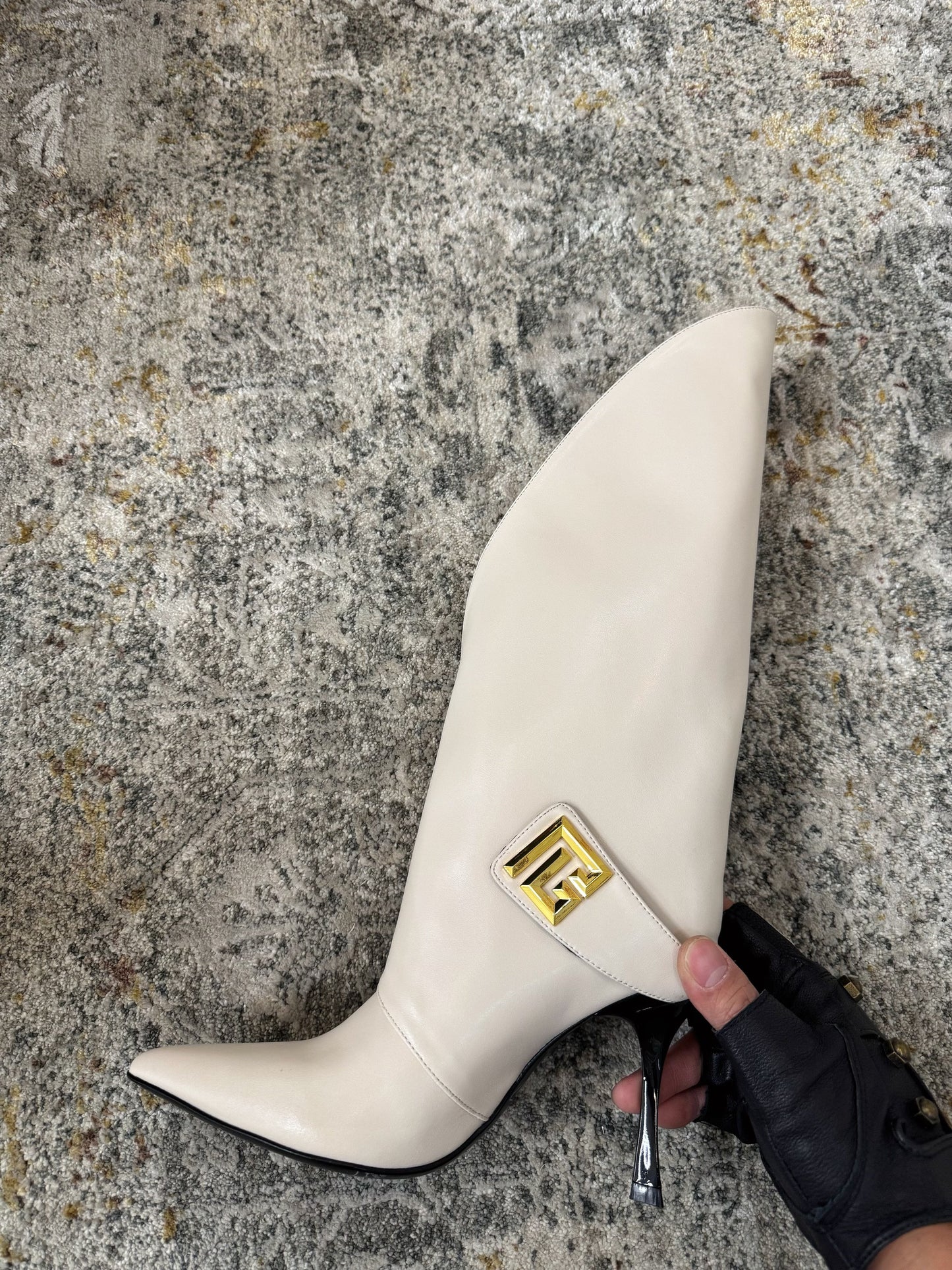 BALMAIN 26S BOOT 95 MM З КРЕМОВО-БІЛОЇ ТЕЛЯЧОЇ ШКІРИ