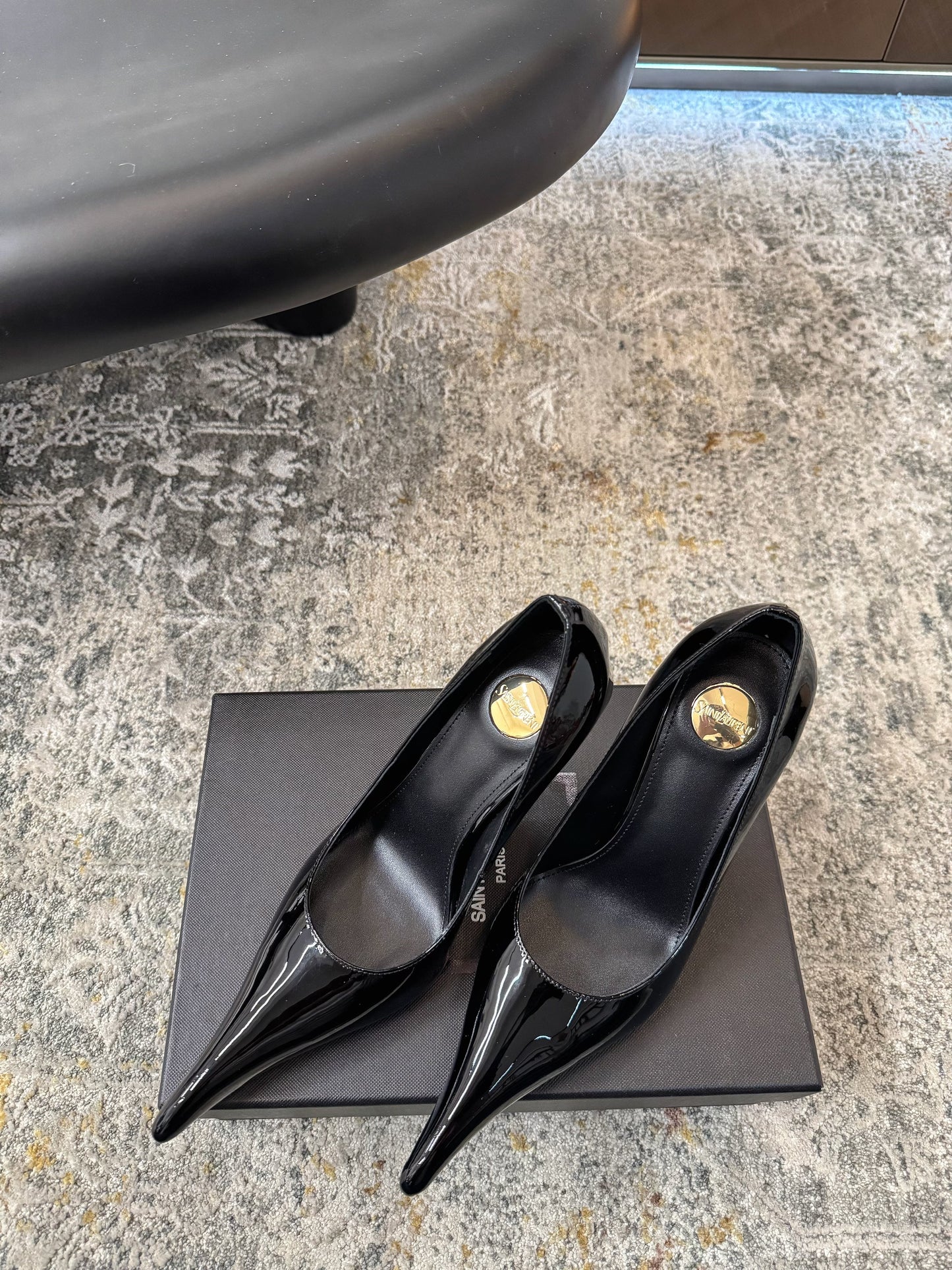 YSL 26S HEELED SHOES 110 MM IN BLACK GLOSSY CALFSKIN