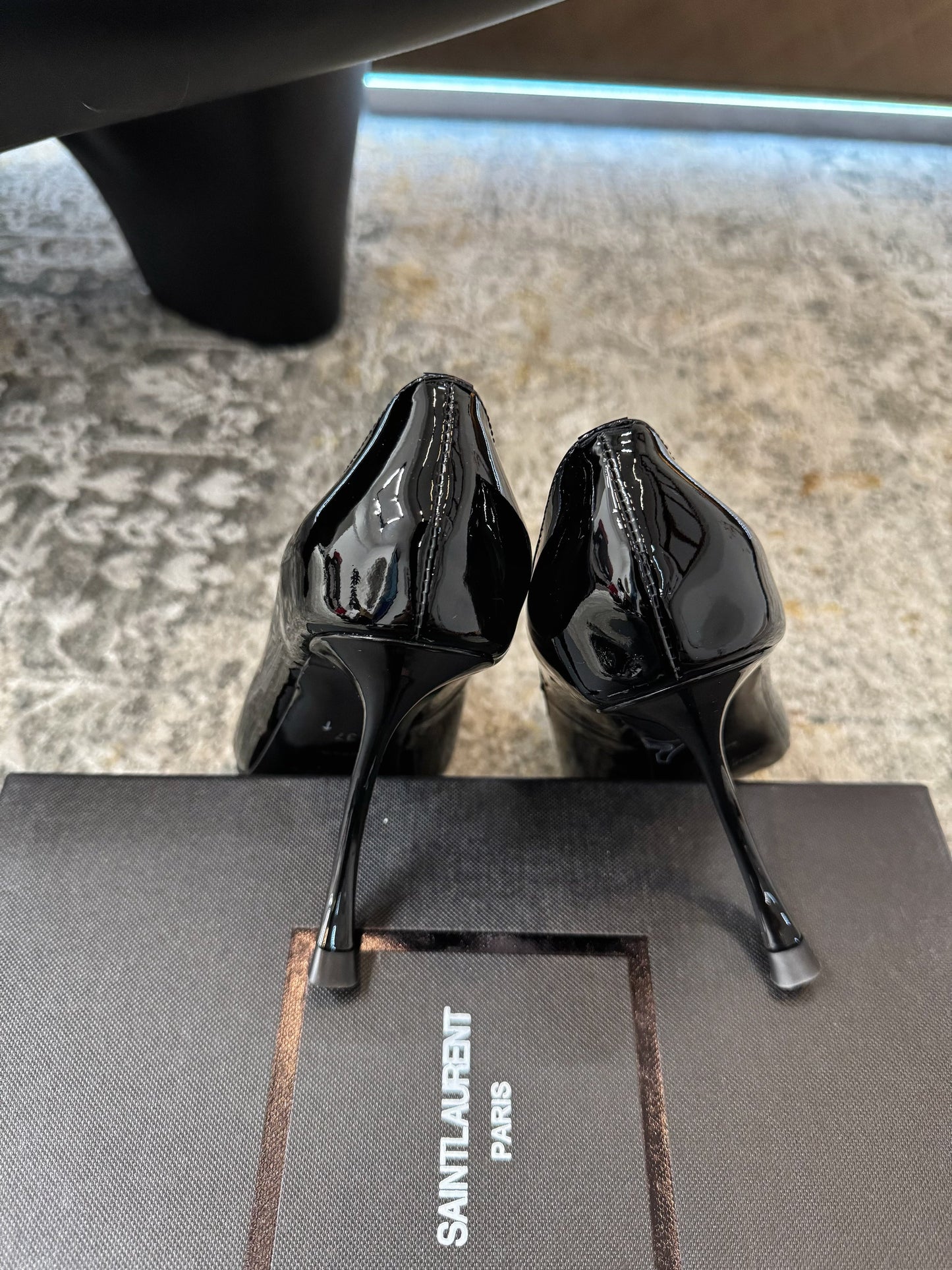 YSL 26S HEELED SHOES 110 MM IN BLACK GLOSSY CALFSKIN