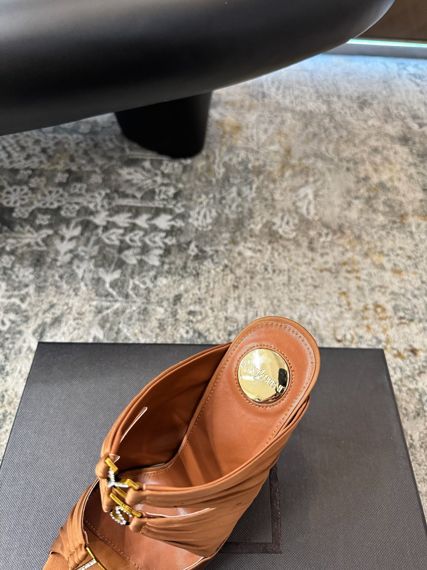 YSL 26S HEELED SANDALS 100 MM IN CLAY BROWN FABRIC