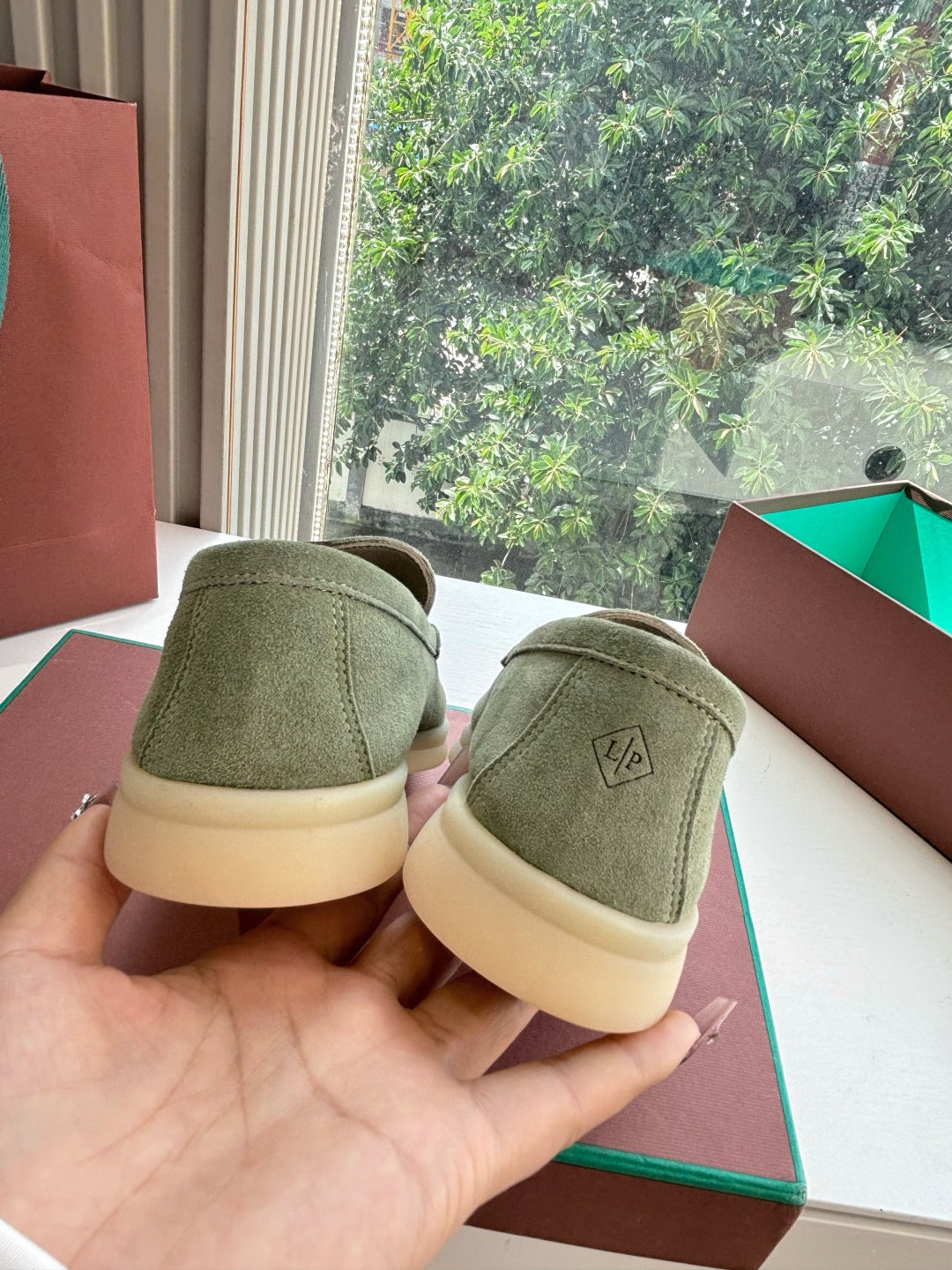 LP LOAFERS 25S IN OLIVE GRAY CASHMERE - 34