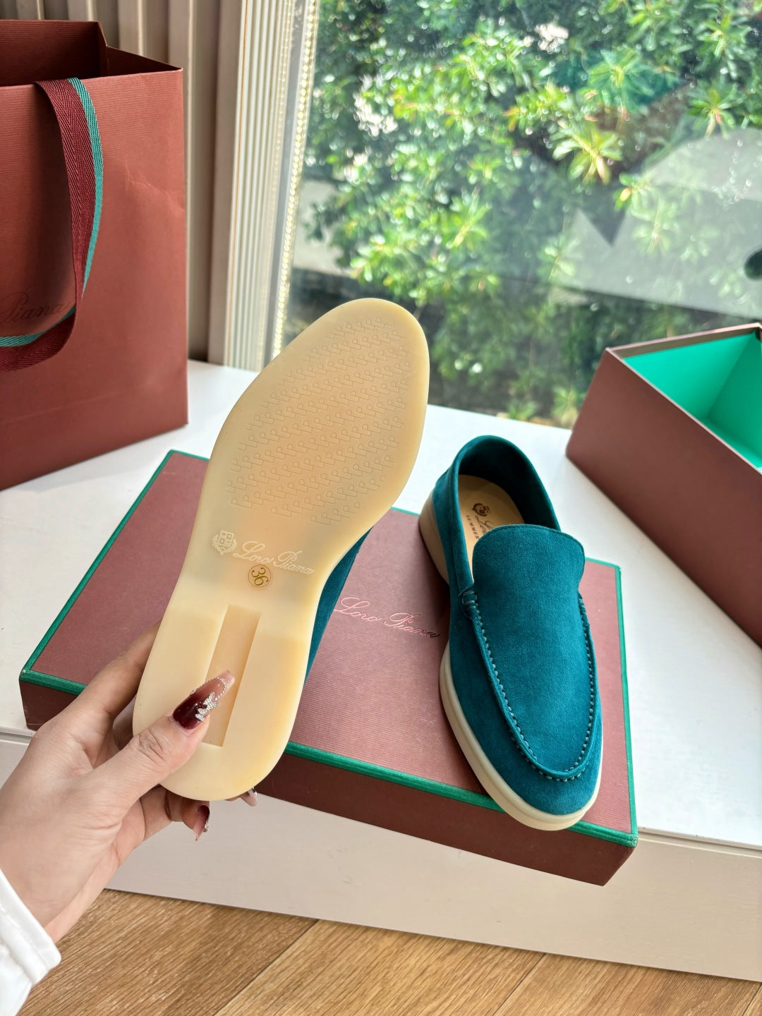 LP LOAFERS 25S IN OCEAN BLUE CASHMERE - 34