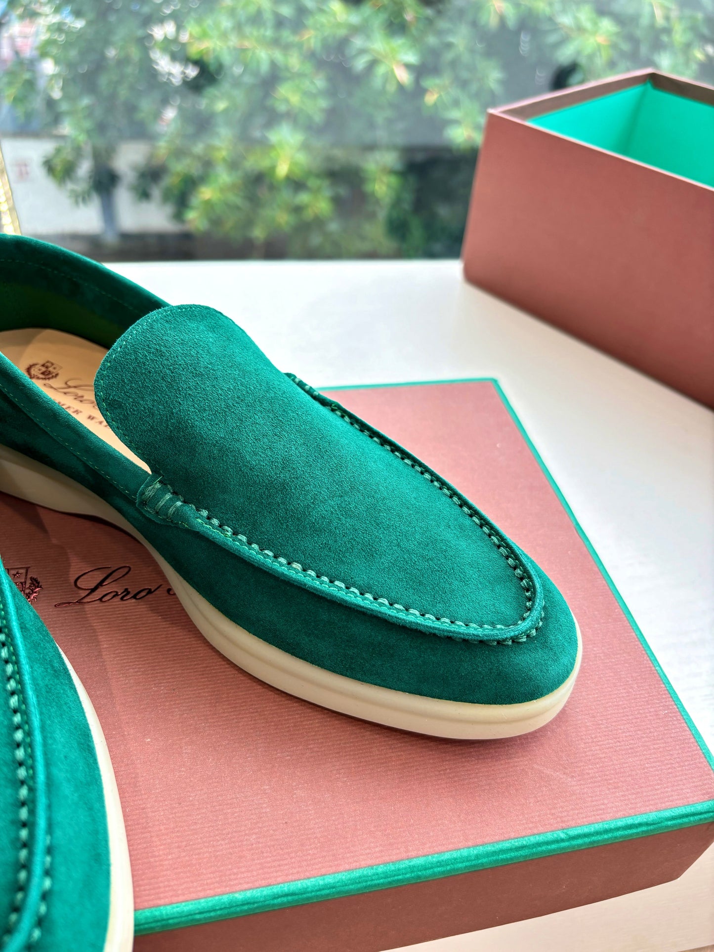LP LOAFERS 25S IN TEAL GREEN CASHMERE - 34