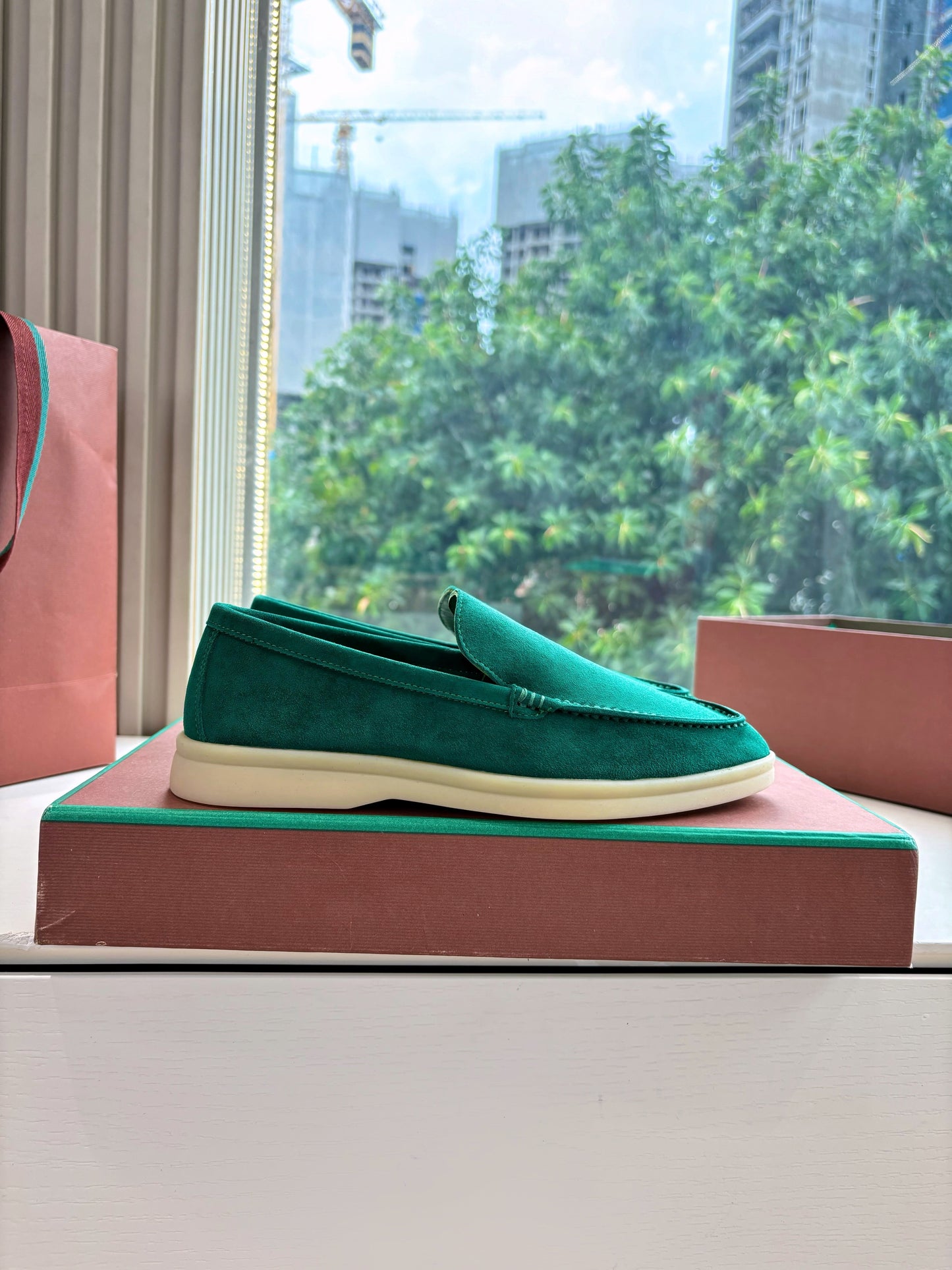 LP LOAFERS 25S IN TEAL GREEN CASHMERE - 34