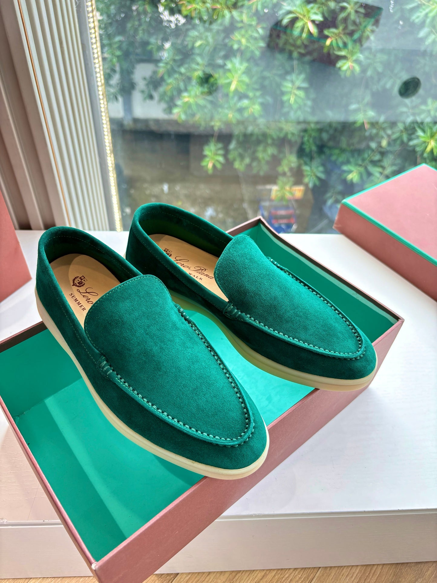LP LOAFERS 25S IN TEAL GREEN CASHMERE - 34