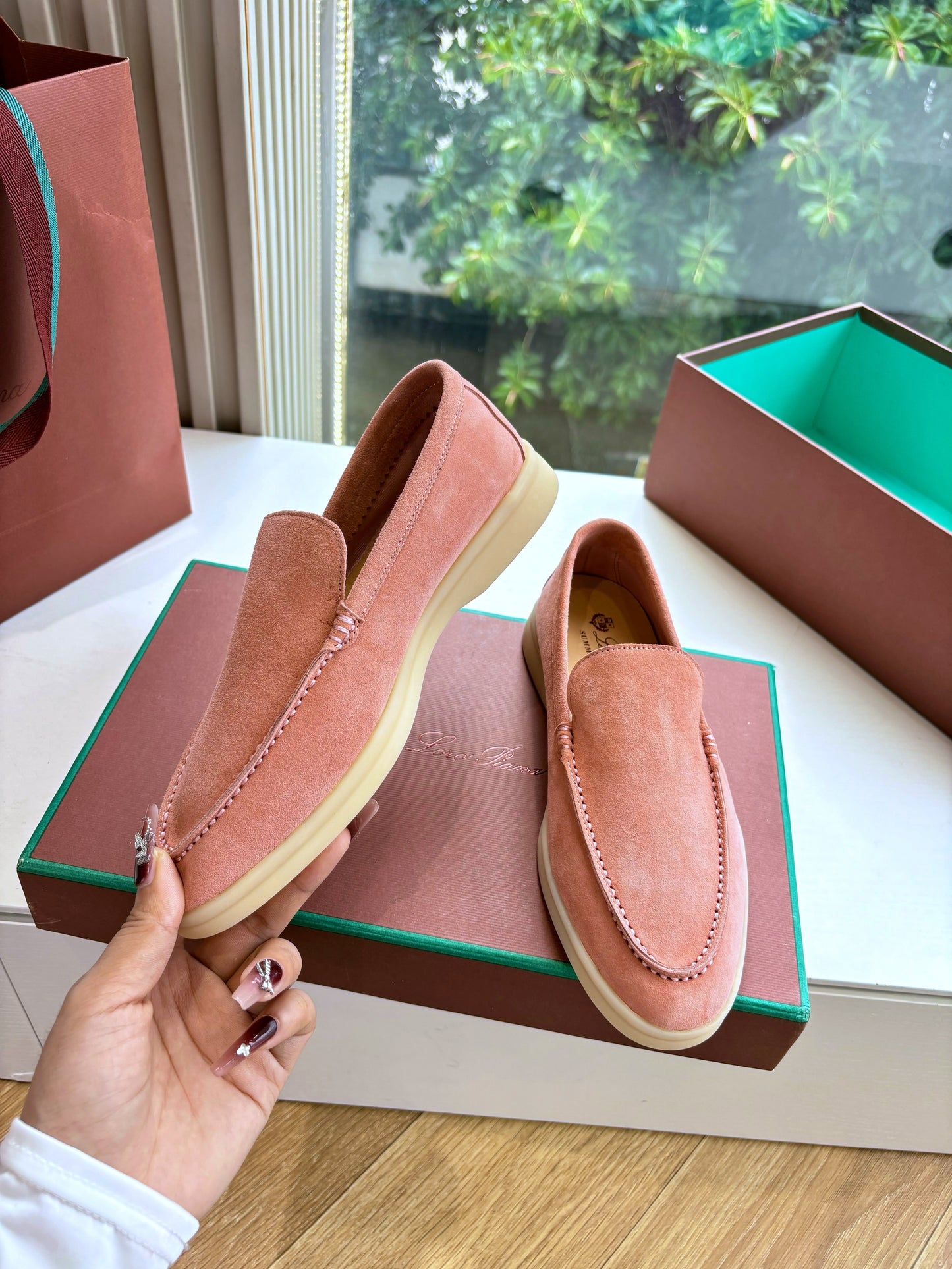 LP LOAFERS 25S IN PEACH PINK CASHMERE - 34