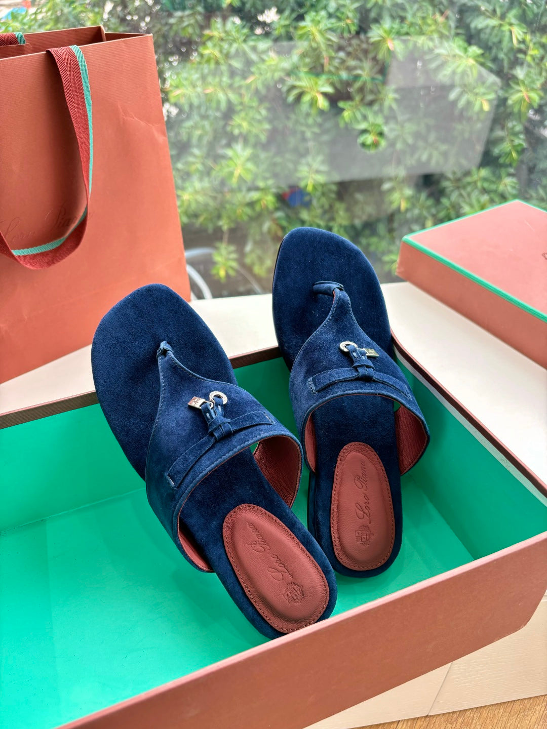 LP THONG SANDALS 25S IN MIDNIGHT BLUE SUEDE - 35