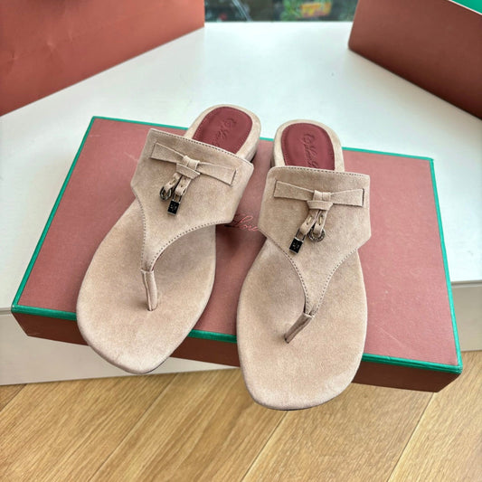 LP THONG SANDALS 25S IN WARM BEIGE SUEDE - 35