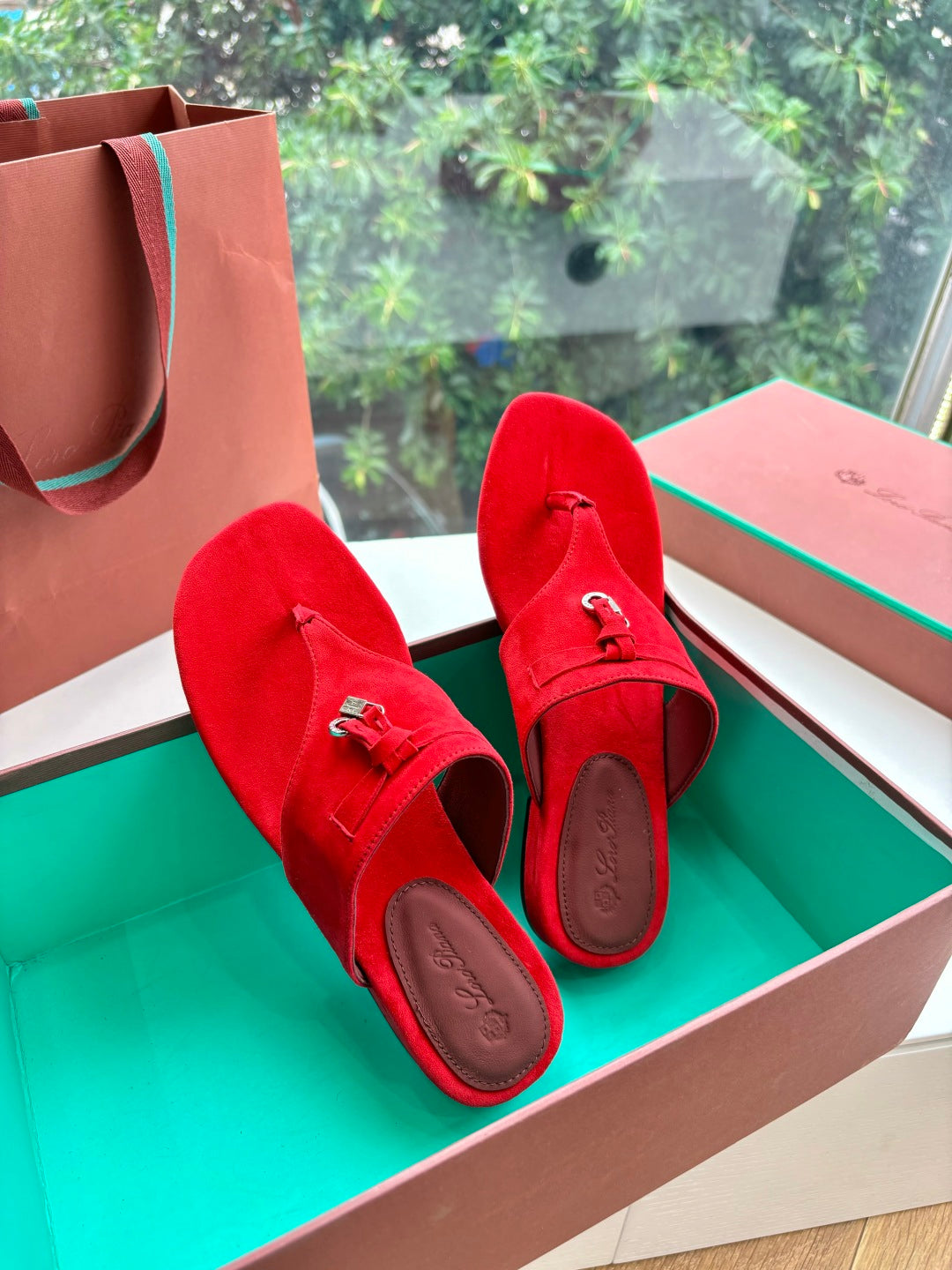 LP THONG SANDALS 25S IN RED SUEDE - 35
