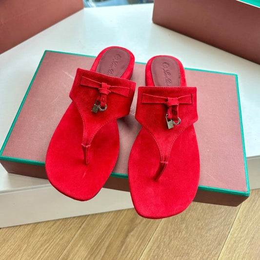 LP THONG SANDALS 25S IN RED SUEDE - 35