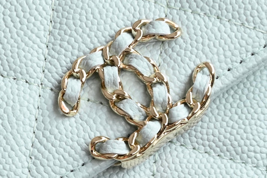 CHANEL 25S KELLY 18 СМ З М'ЯКОЇ ШКІРИ ЯГНЯТИ М'ЯТНО-БЛАКИТНОГО КОЛЬОРУ