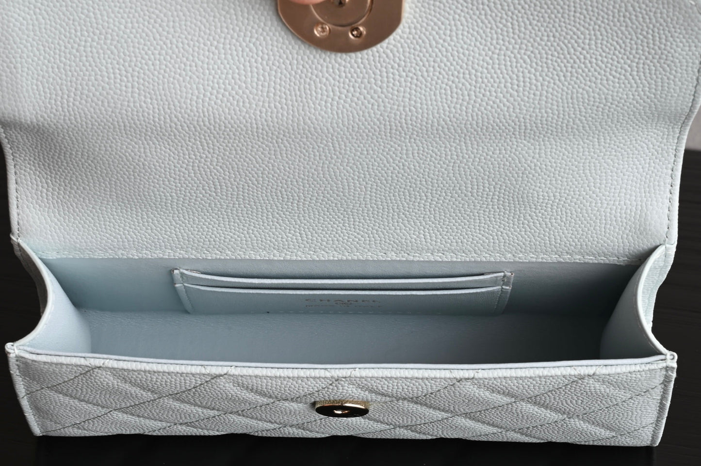 CHANEL 25S KELLY 18 CM IN SOFT MINT BLUE LAMBSKIN
