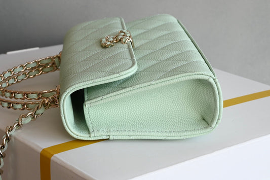 CHANEL 25S KELLY 18 СМ З ОВЧИНИ М'ЯТНОГО КОЛЬОРУ