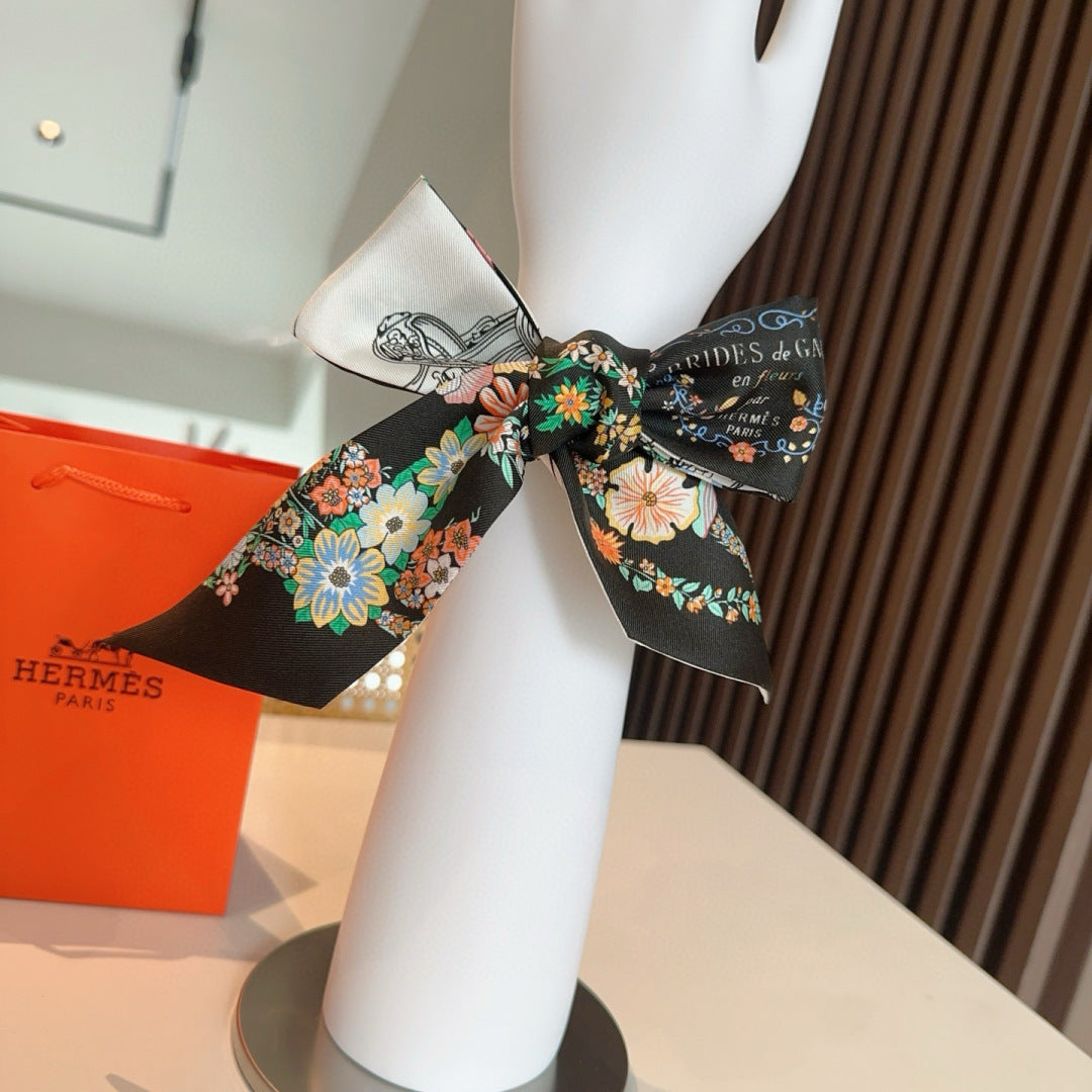 HERMES 25S SILK NECKERCHIEF 86 IN SILK 714377