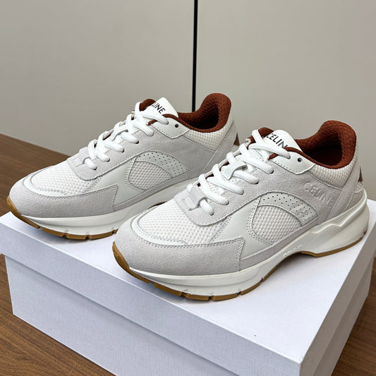 RUNNER CR-03 LOW LACE-UP PALE GRAY SUEDE AND WHITE CALFSKIN - 35