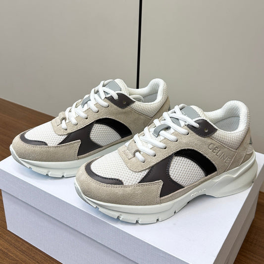 RUNNER CR-03 LOW LACE-UP PALE GRAY SUEDE AND BLACK CALFSKIN - 35