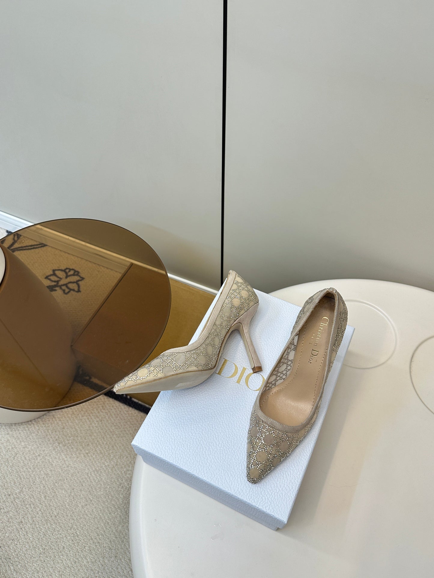HIGH HEELS PUMP IN CAMEL BEIGE LAMB SUEDE 10 CM - 35