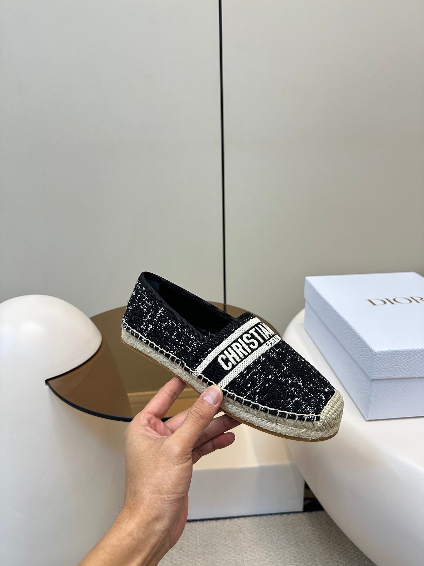 GRANVILLE ESPADRILLE BLACK OBLIQUE EMBROIDERED COTTON - 36