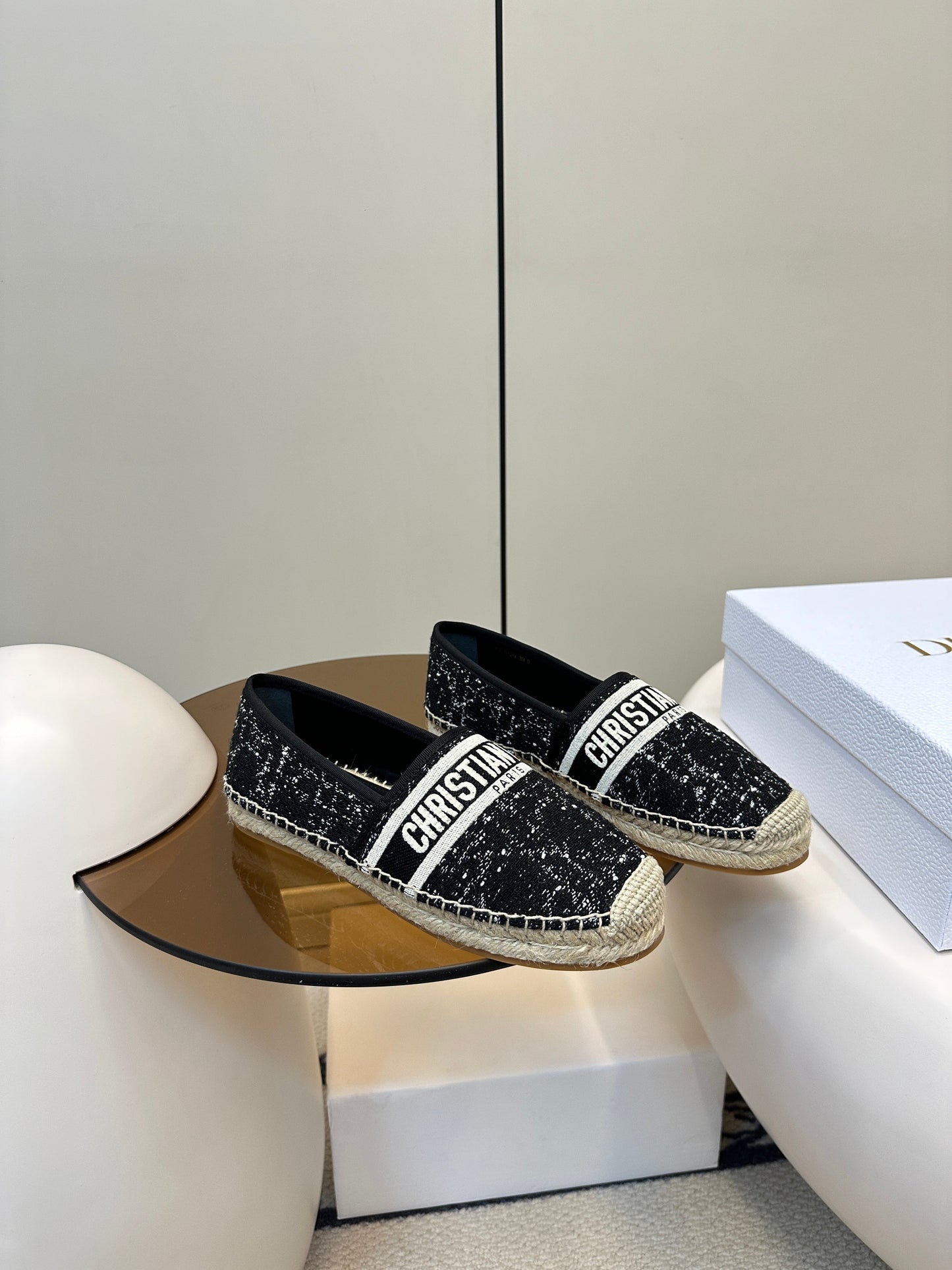 GRANVILLE ESPADRILLE BLACK OBLIQUE EMBROIDERED COTTON - 36