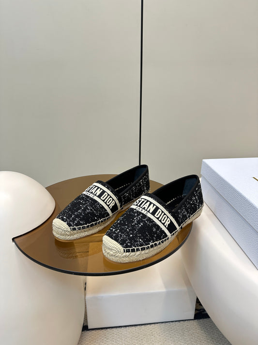 GRANVILLE ESPADRILLE BLACK OBLIQUE EMBROIDERED COTTON - 36