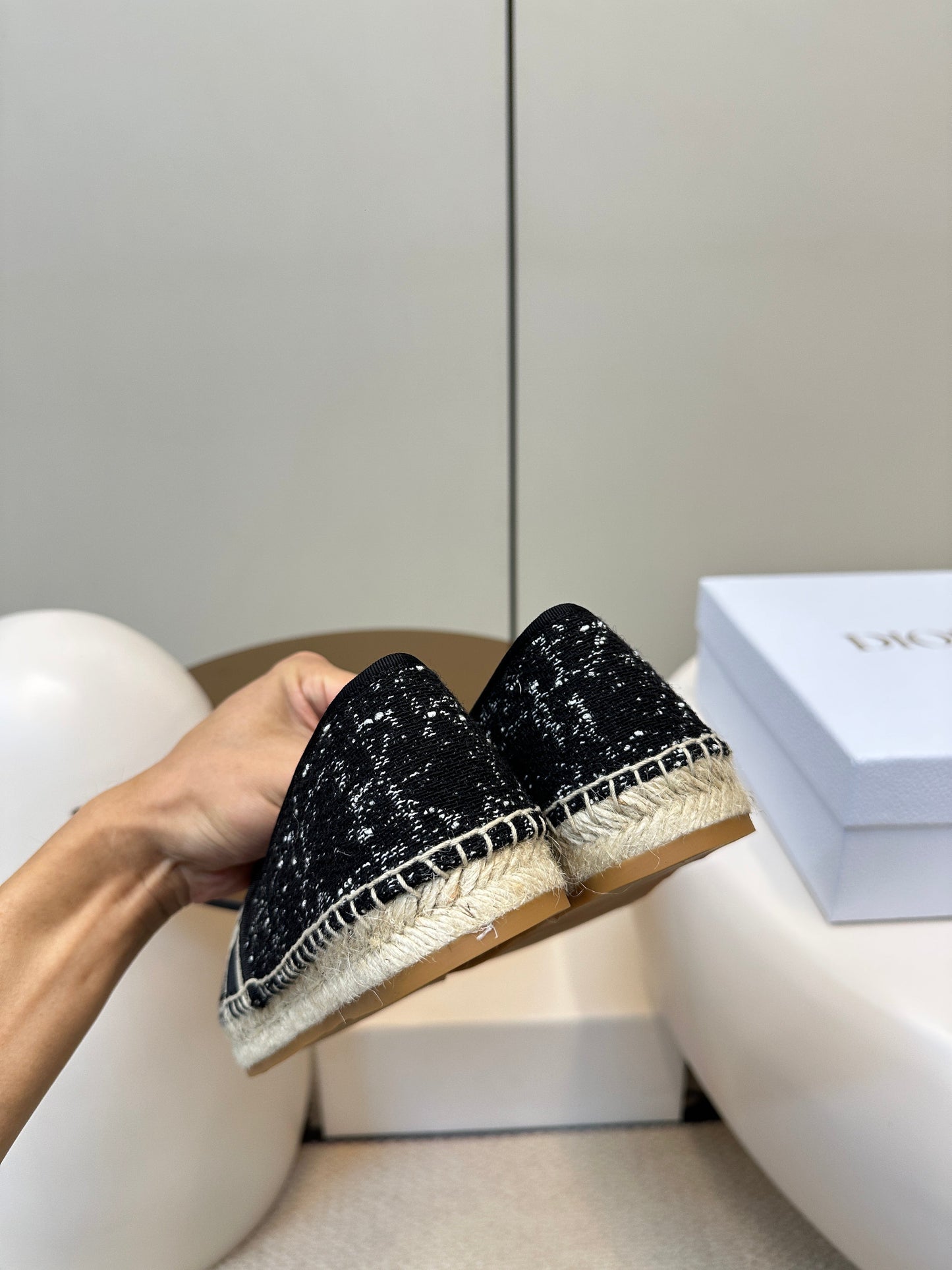 GRANVILLE ESPADRILLE BLACK OBLIQUE EMBROIDERED COTTON - 36