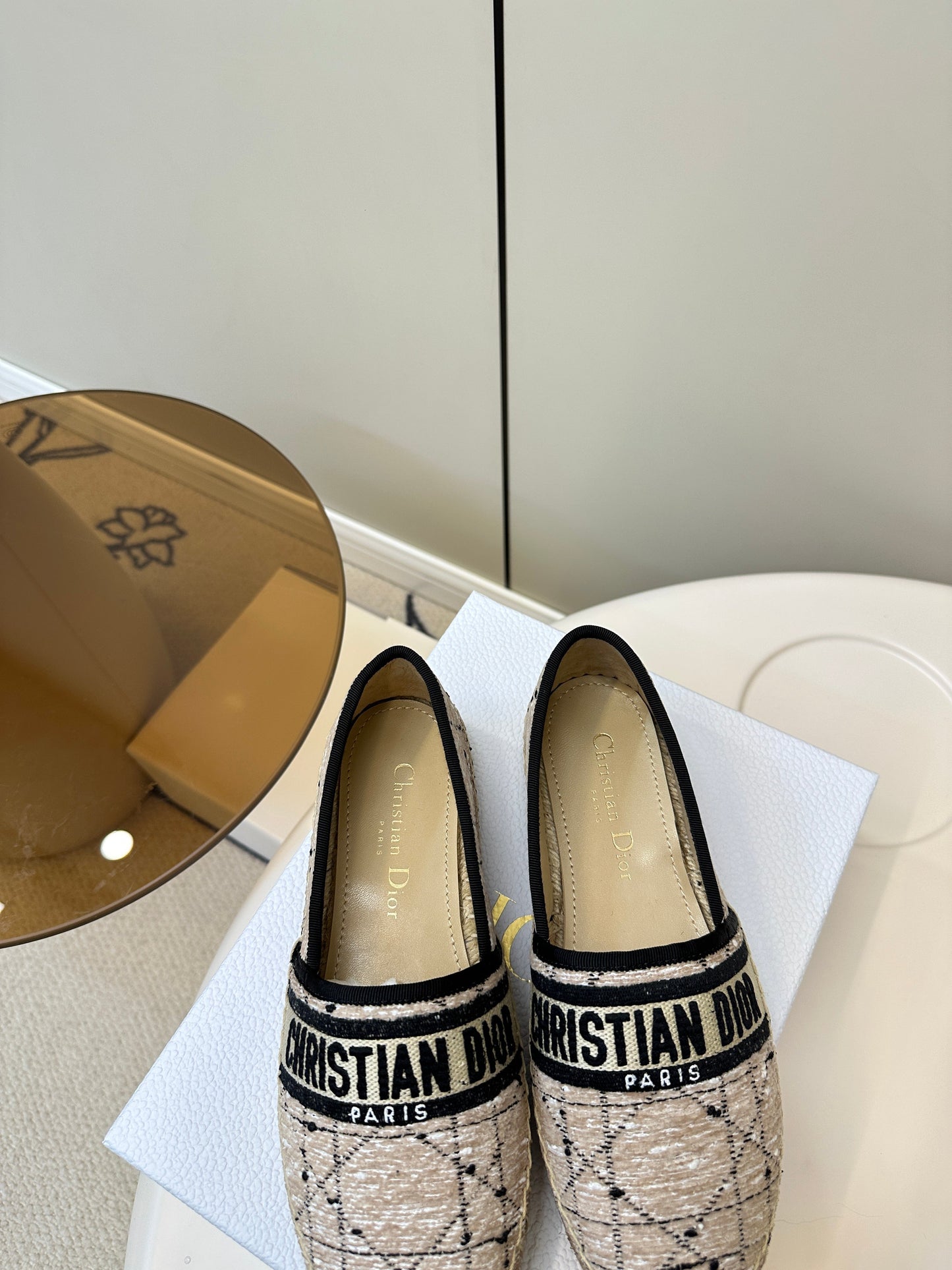 GRANVILLE ESPADRILLE TAN BEIGE OBLIQUE EMBROIDERED COTTON - 36