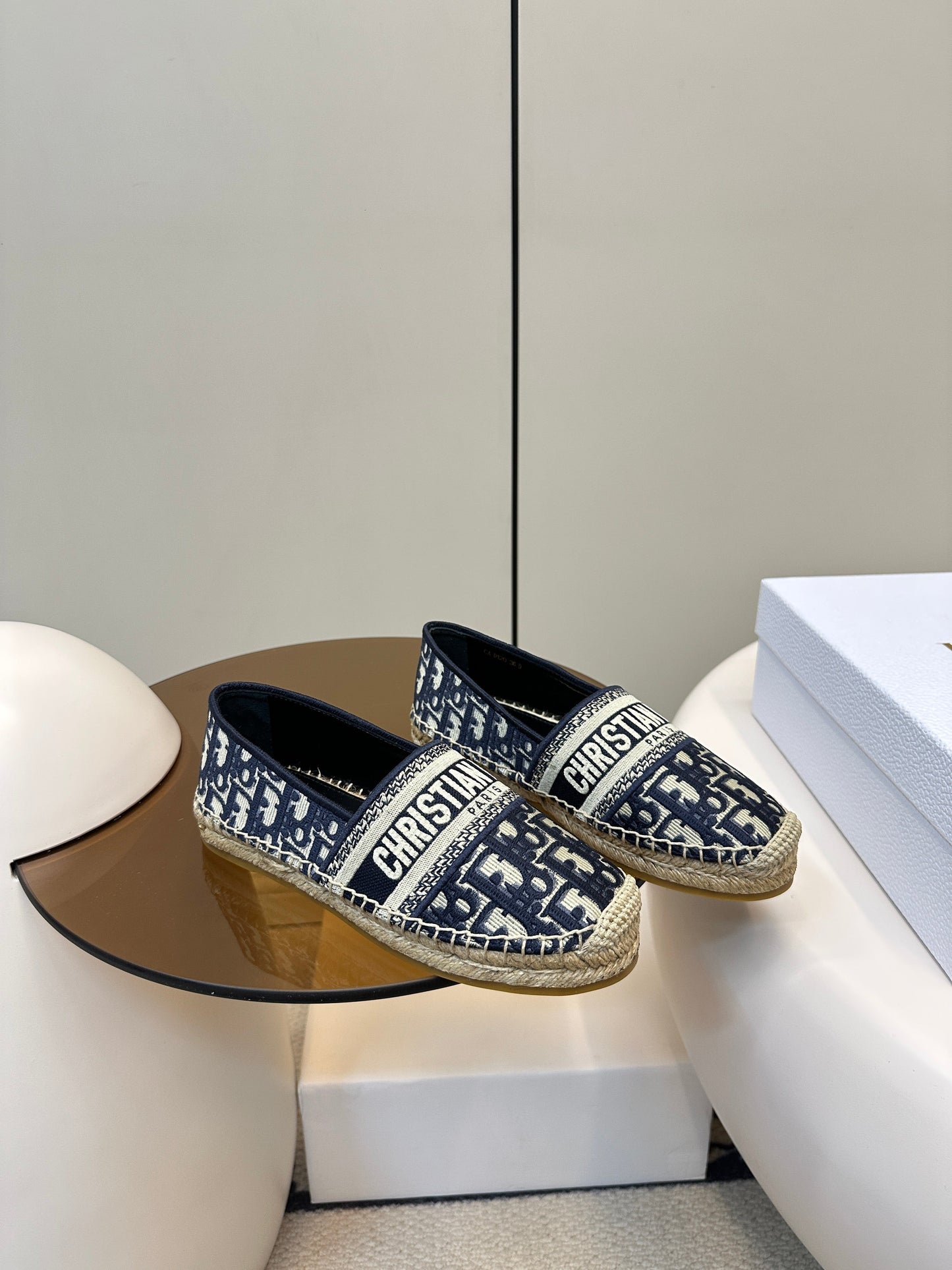 CD GRANVILLE ESPADRILLE BLUE OBLIQUE EMBROIDERED COTTON 01 - 34