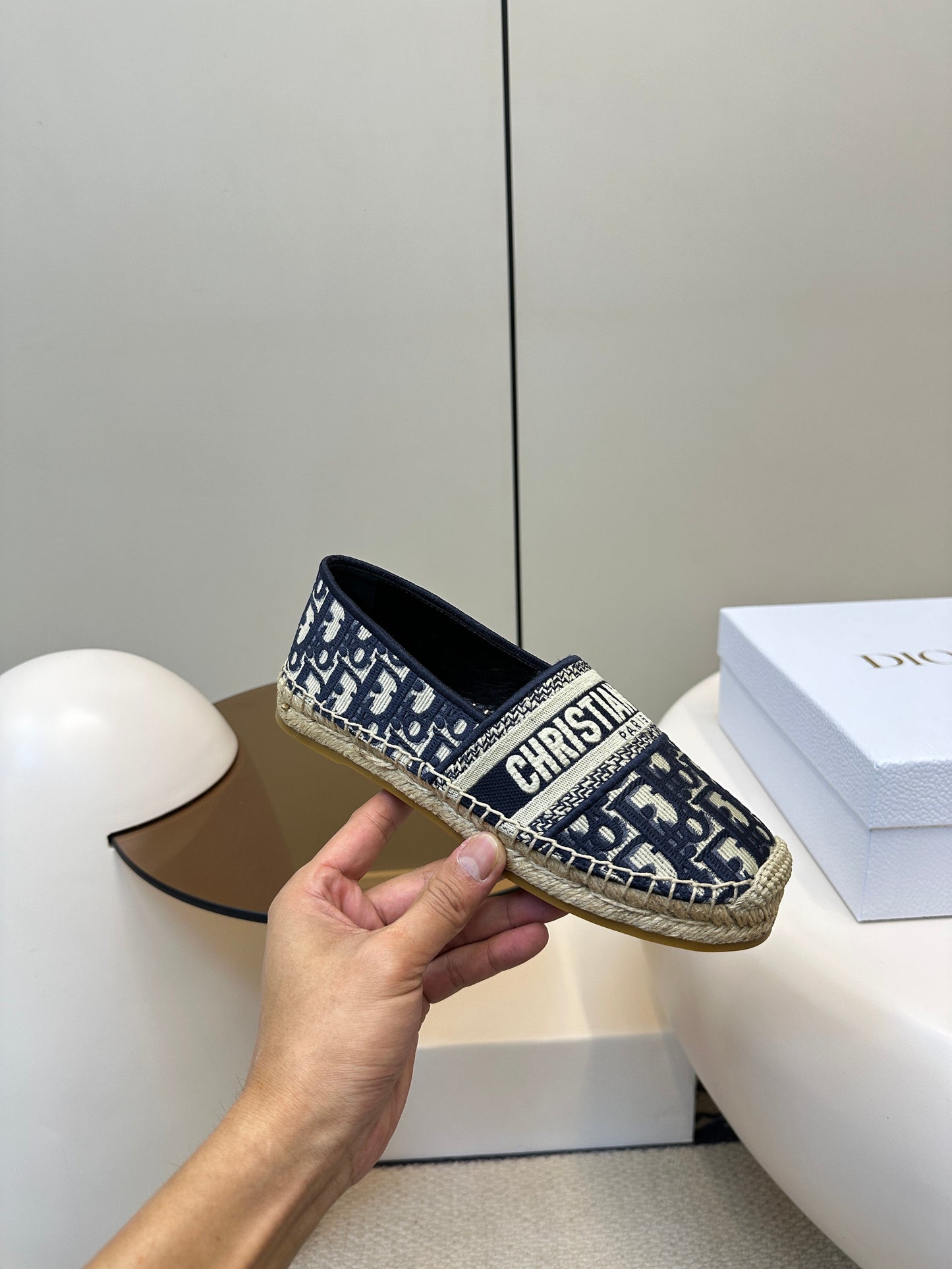 CD GRANVILLE ESPADRILLE BLUE OBLIQUE EMBROIDERED COTTON 01 - 34
