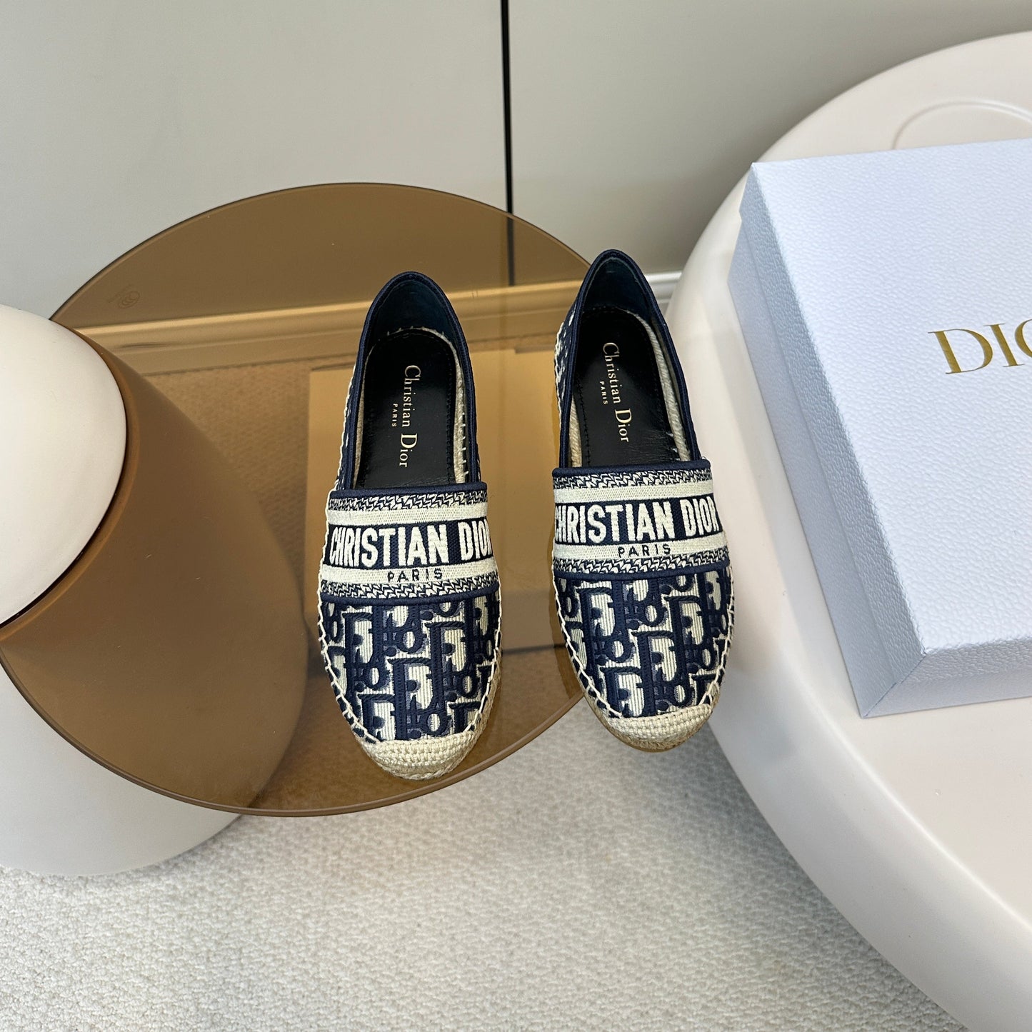 CD GRANVILLE ESPADRILLE BLUE OBLIQUE EMBROIDERED COTTON 01 - 34