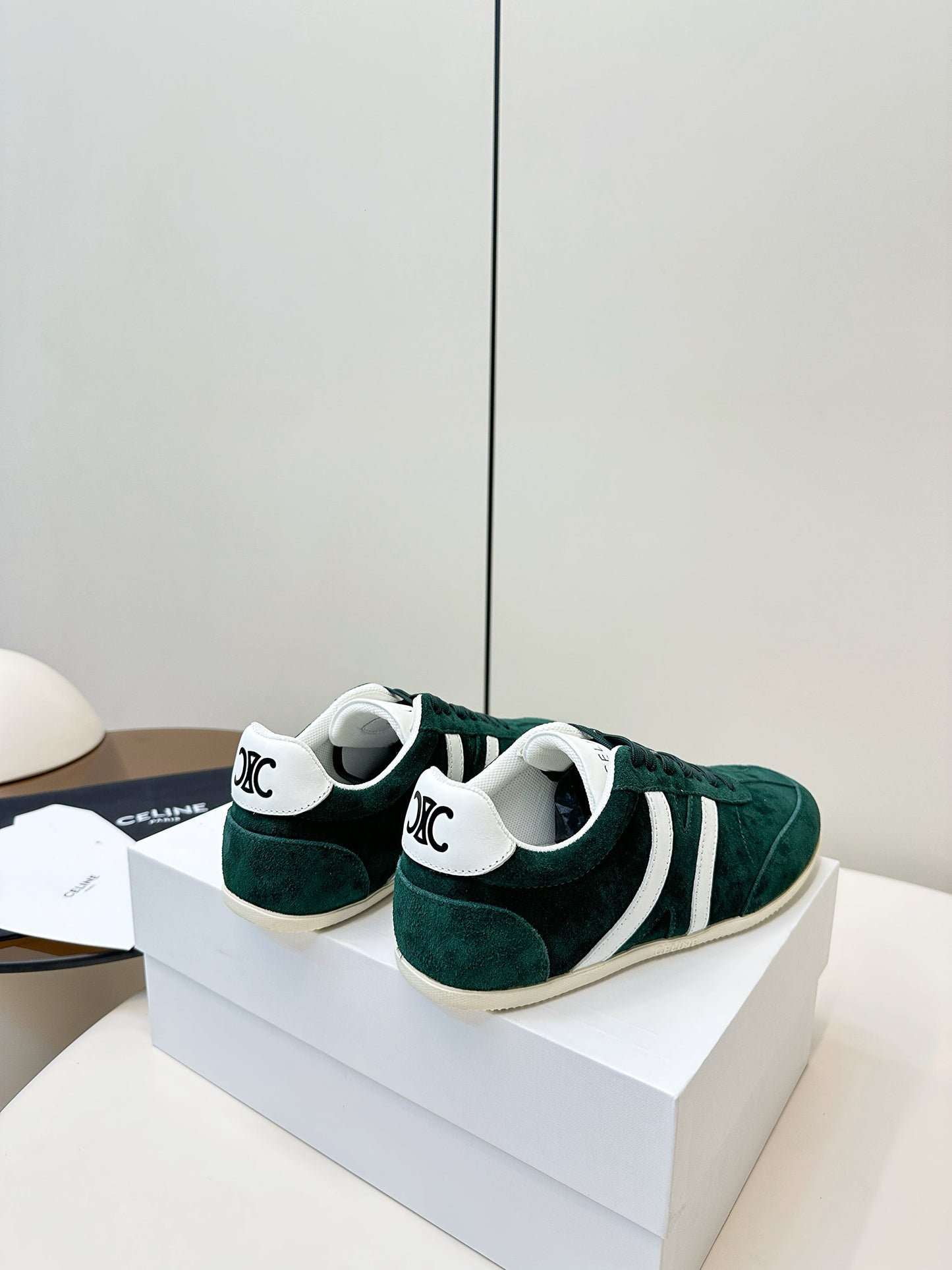 CELINE 25S JOGGER LOW LACE UP SNEAKER WITH TRIOMPHE IN DEEP TEAL SUEDE - 35