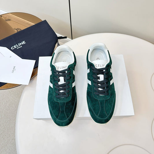 CELINE 25S JOGGER LOW LACE UP SNEAKER WITH TRIOMPHE IN DEEP TEAL SUEDE - 35