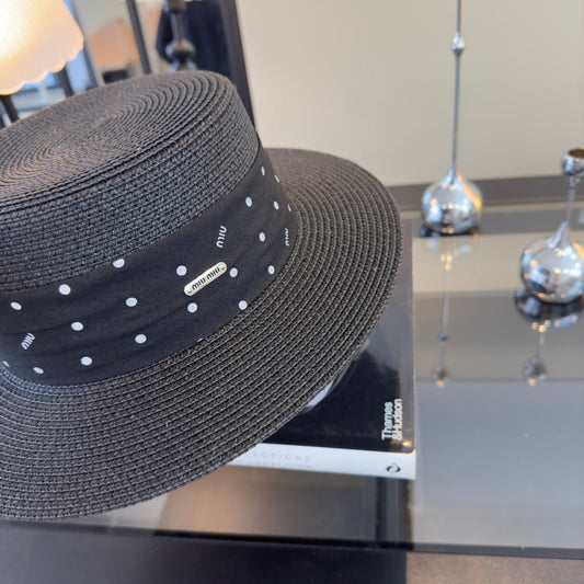 MIUMIU FLAT-BRIM STRAW HAT STYLE 14