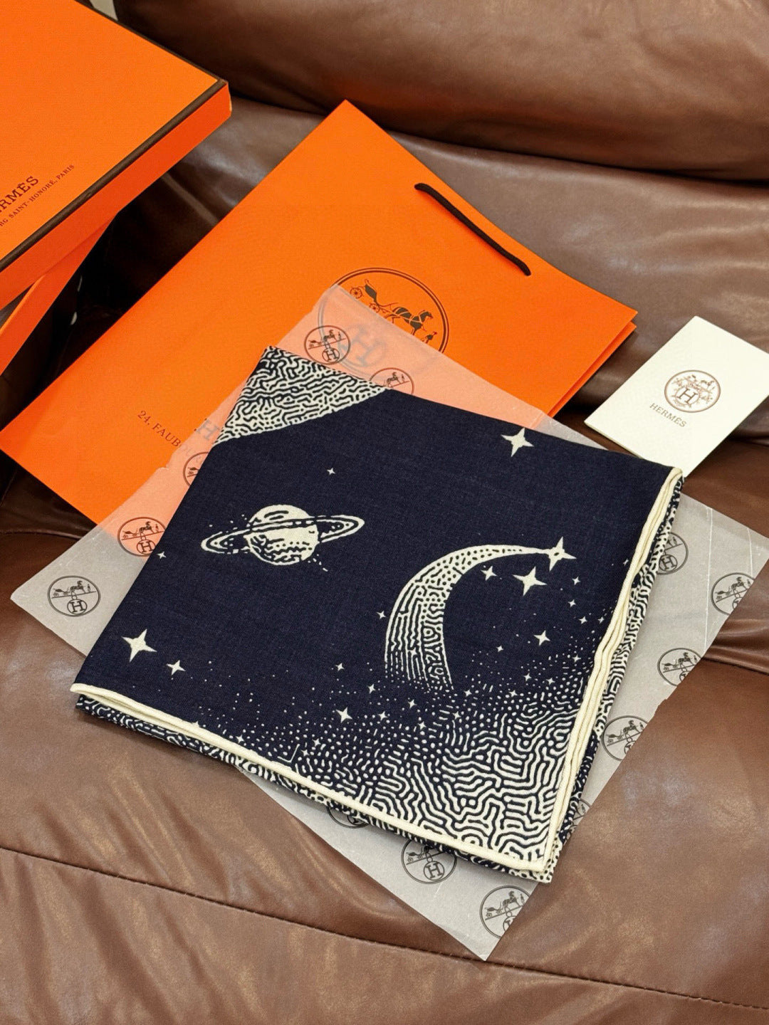 HERMES 25S SCARF 140 IN SILK CASHMERE 987418