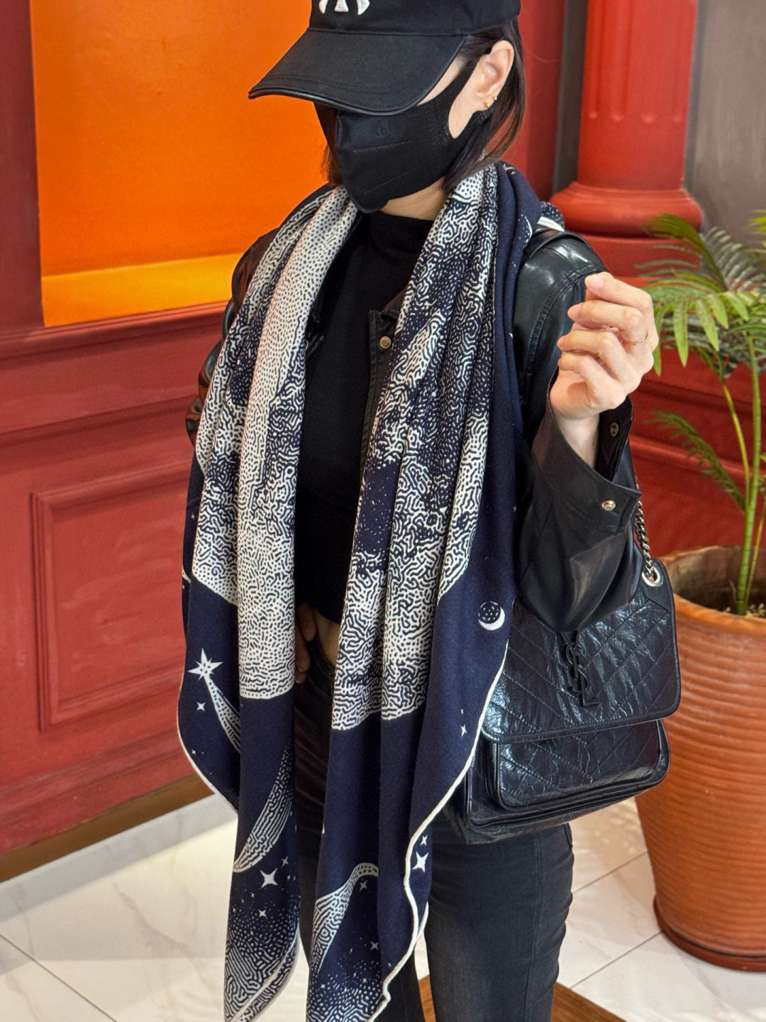 HERMES 25S SCARF 140 IN SILK CASHMERE 987418