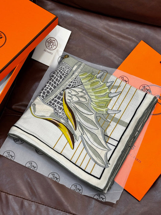 HERMES 25S SCARF 140 IN SILK CASHMERE 989483