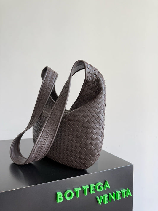 BOTTEGA VENETA 25S ВЕЛИКА СУМКА VENETO 38 З ТЕМНО-КОРИЧНЕВОЇ ШКІРИ ТЕЛЯТИ, СРІБНА ФУРНІТУРА