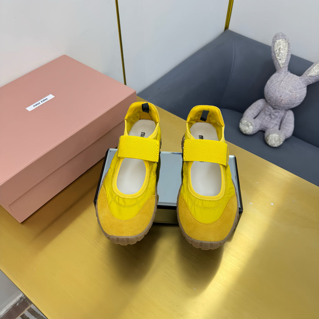 BALLERINAS SHOES IN YELLOW TYRE TECHNICAL FABRIC AND SUEDE - 35