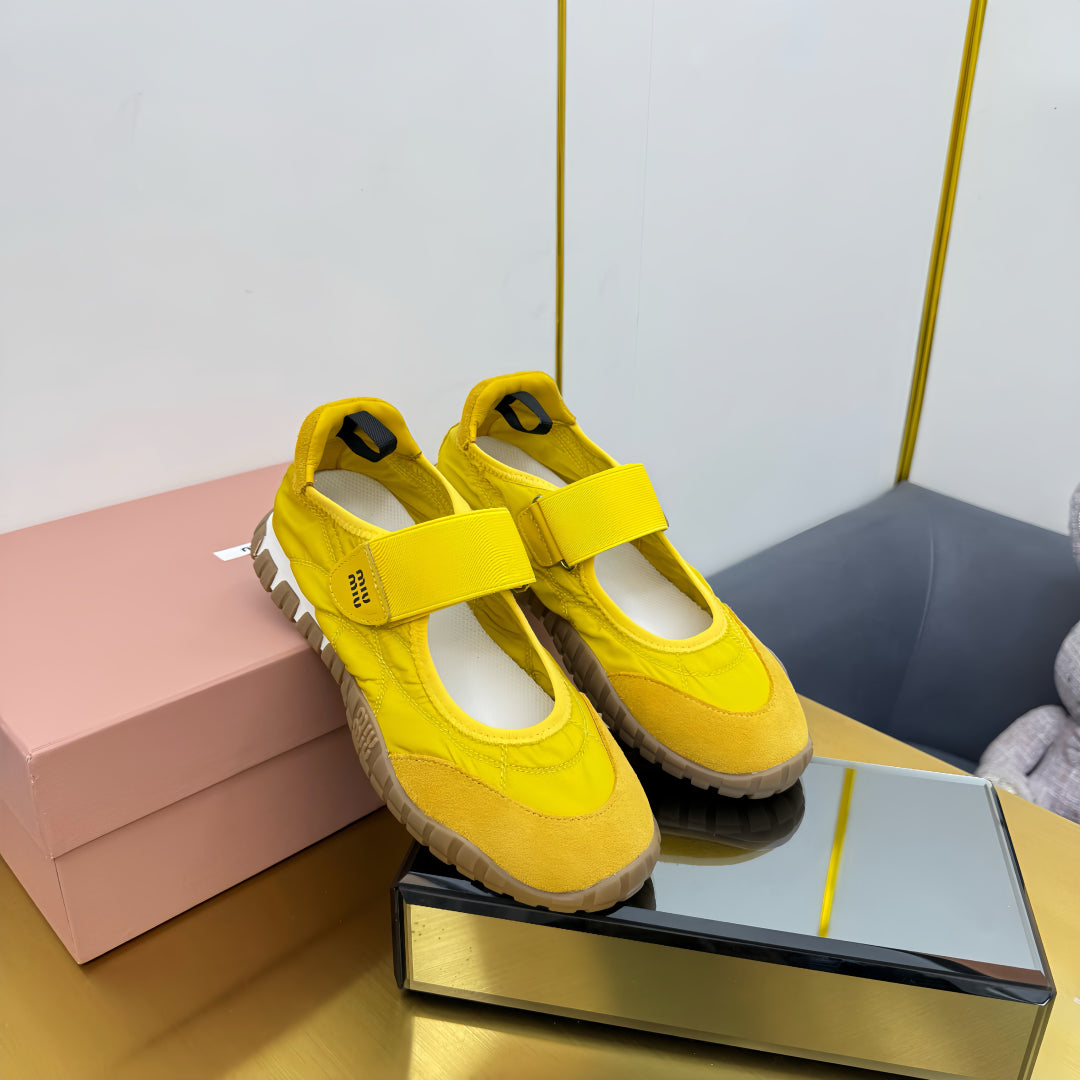 BALLERINAS SHOES IN YELLOW TYRE TECHNICAL FABRIC AND SUEDE - 35