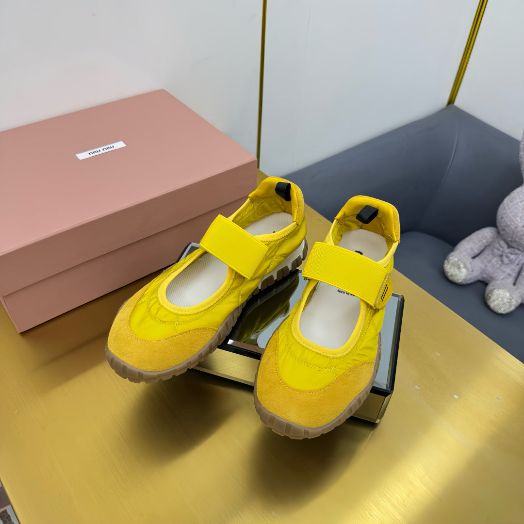 BALLERINAS SHOES IN YELLOW TYRE TECHNICAL FABRIC AND SUEDE - 35
