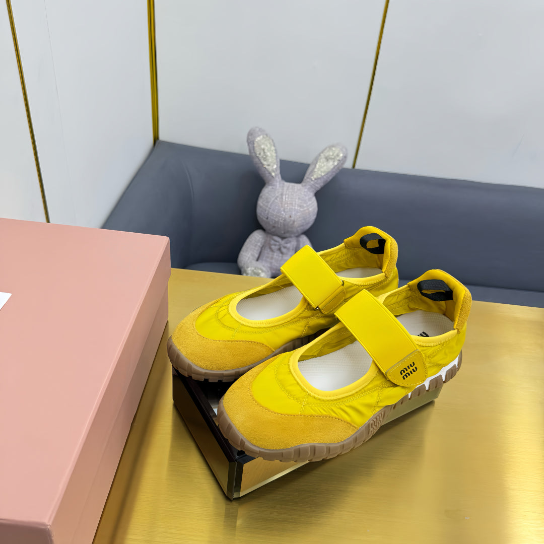 BALLERINAS SHOES IN YELLOW TYRE TECHNICAL FABRIC AND SUEDE - 35