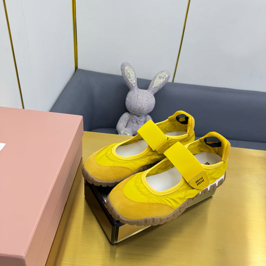 BALLERINAS SHOES IN YELLOW TYRE TECHNICAL FABRIC AND SUEDE - 35