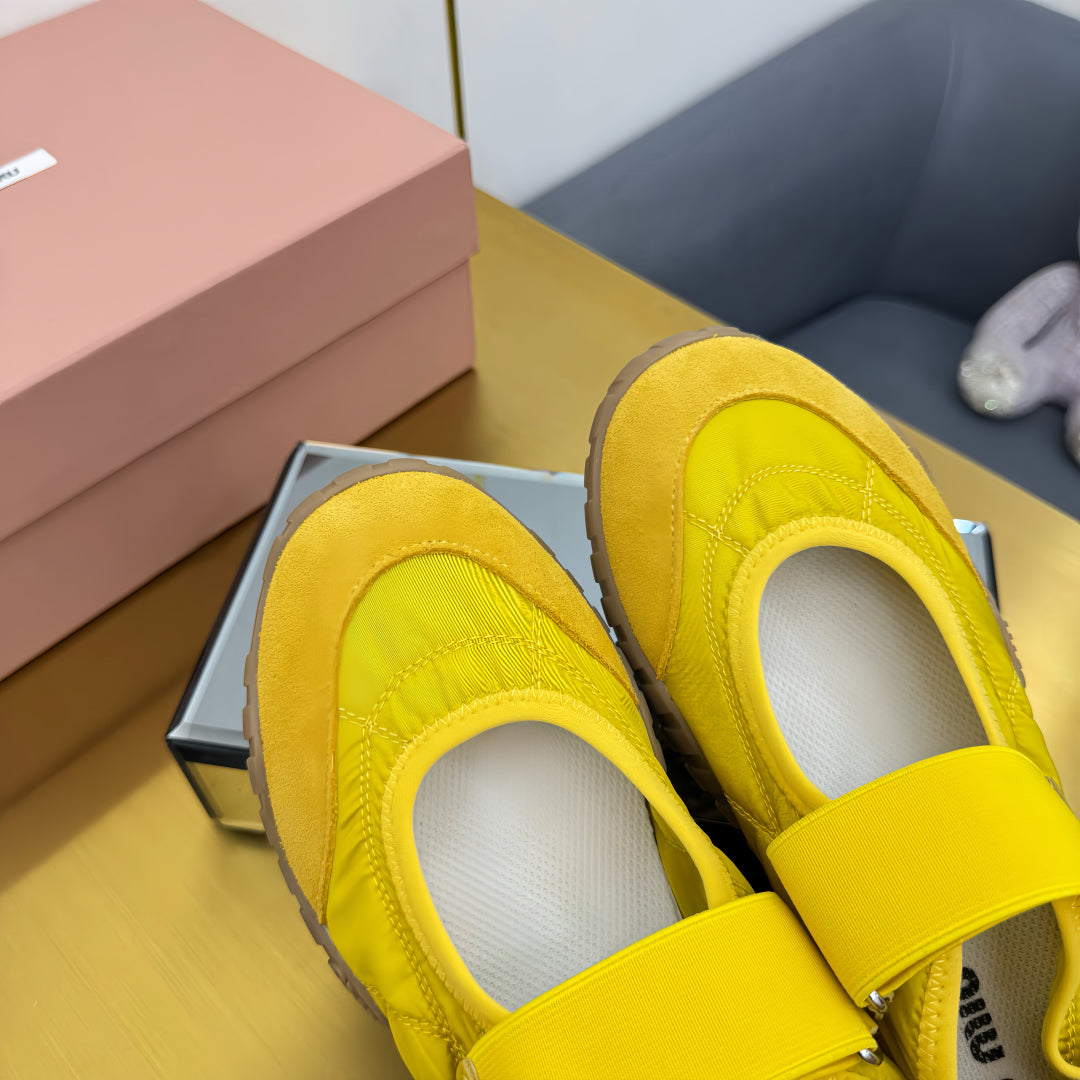 BALLERINAS SHOES IN YELLOW TYRE TECHNICAL FABRIC AND SUEDE - 35
