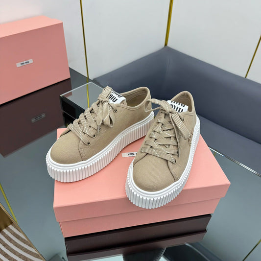 WASH SNEAKER IN DARK BEIGE DENIM - 35