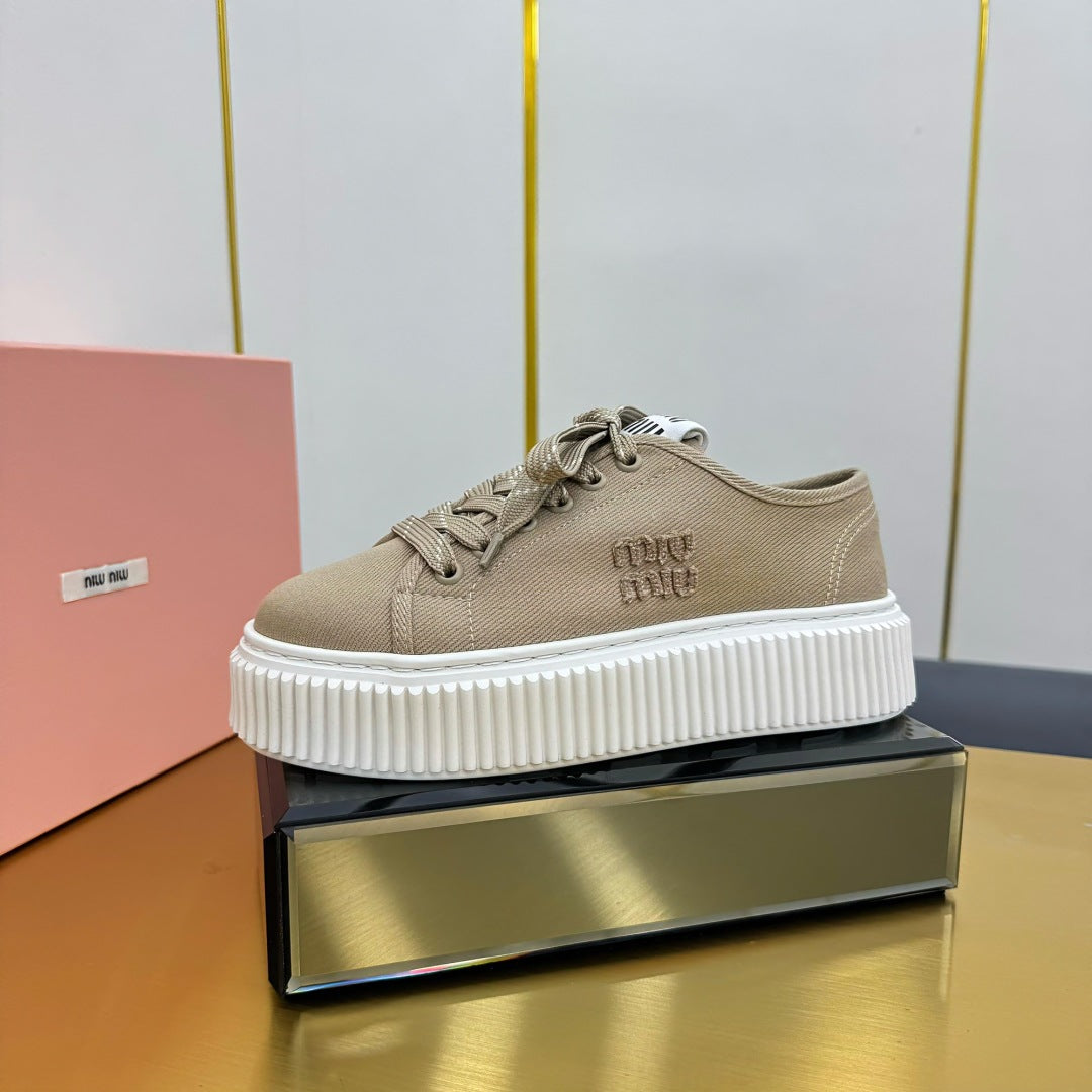 WASH SNEAKER IN DARK BEIGE DENIM - 35