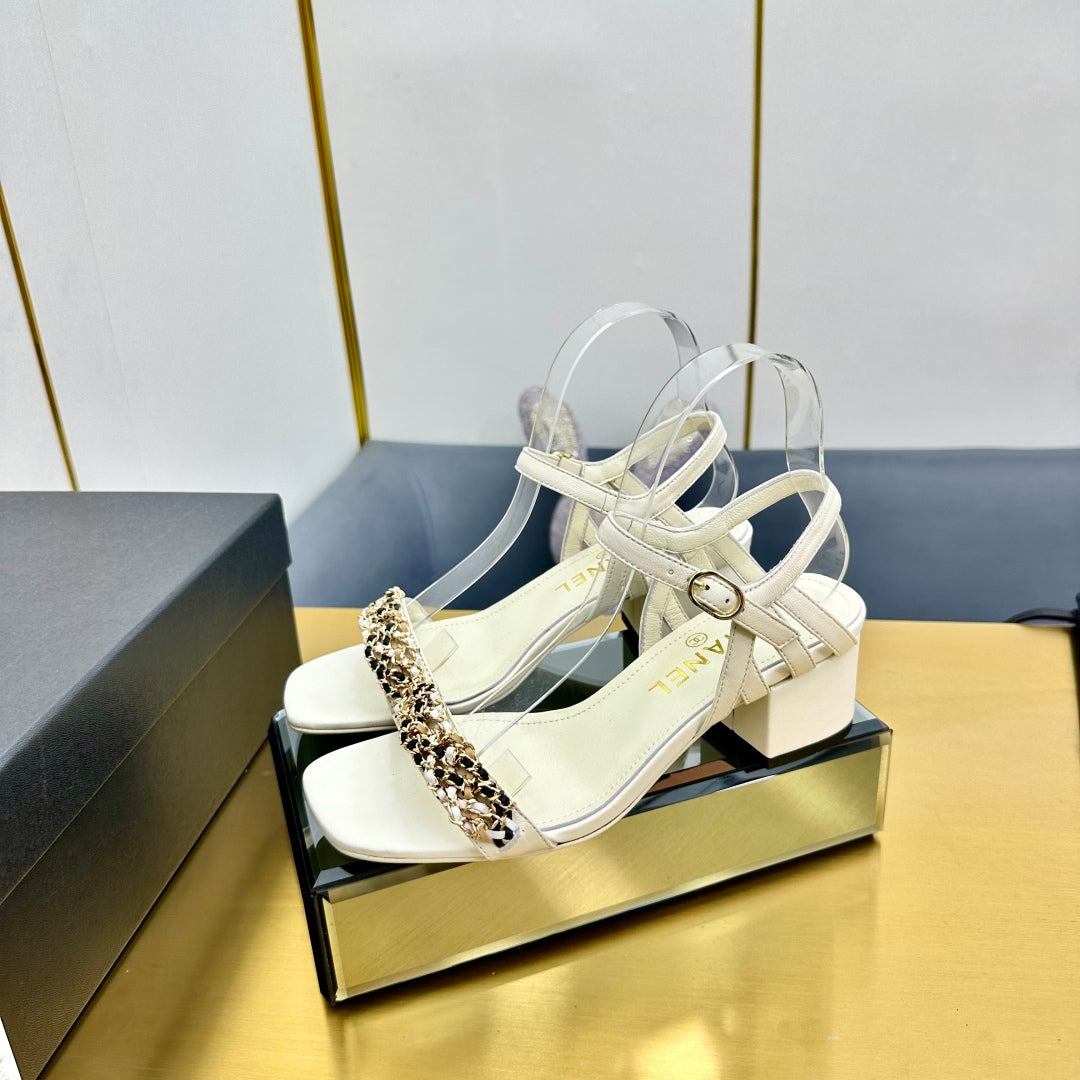 CC HIGH SANDAL 25S IN CREAM WHITE CALFSKIN - 35
