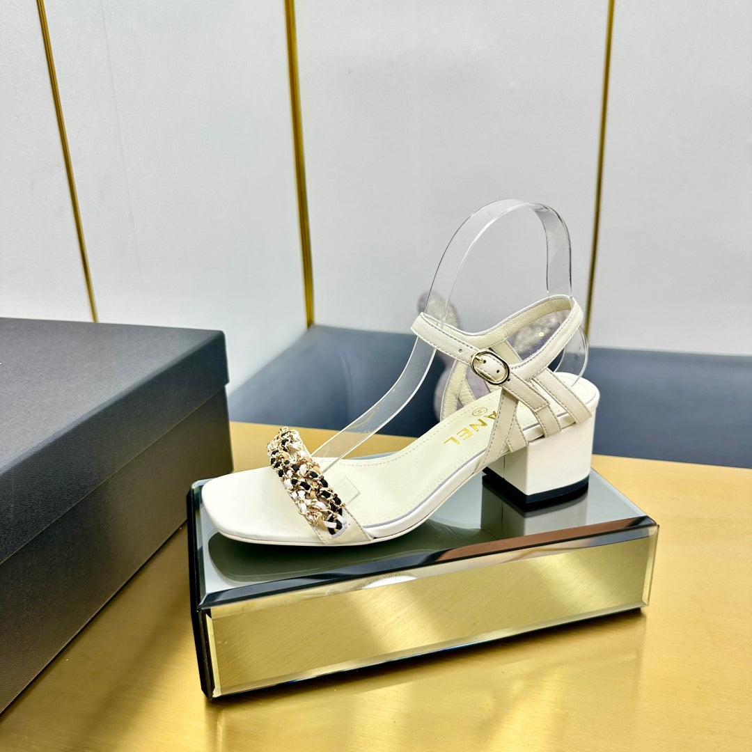 CC HIGH SANDAL 25S IN CREAM WHITE CALFSKIN - 35