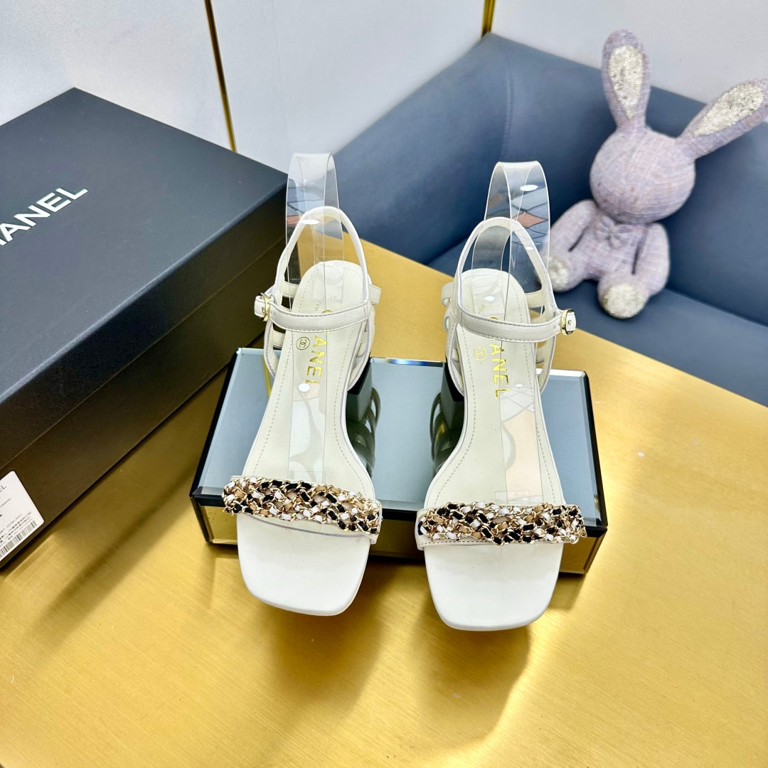 CC HIGH SANDAL 25S IN CREAM WHITE CALFSKIN - 35