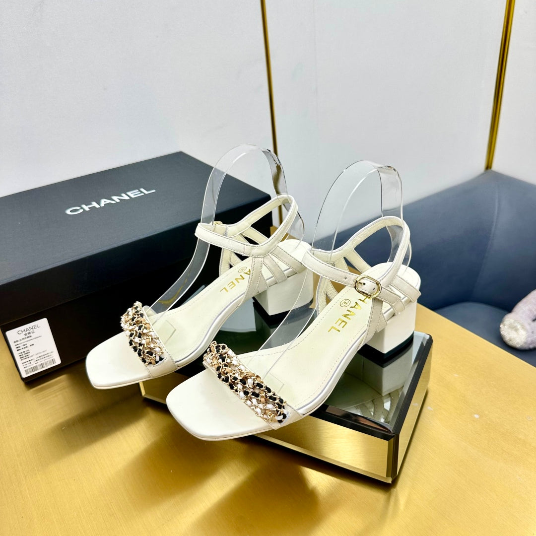 CC HIGH SANDAL 25S IN CREAM WHITE CALFSKIN - 35